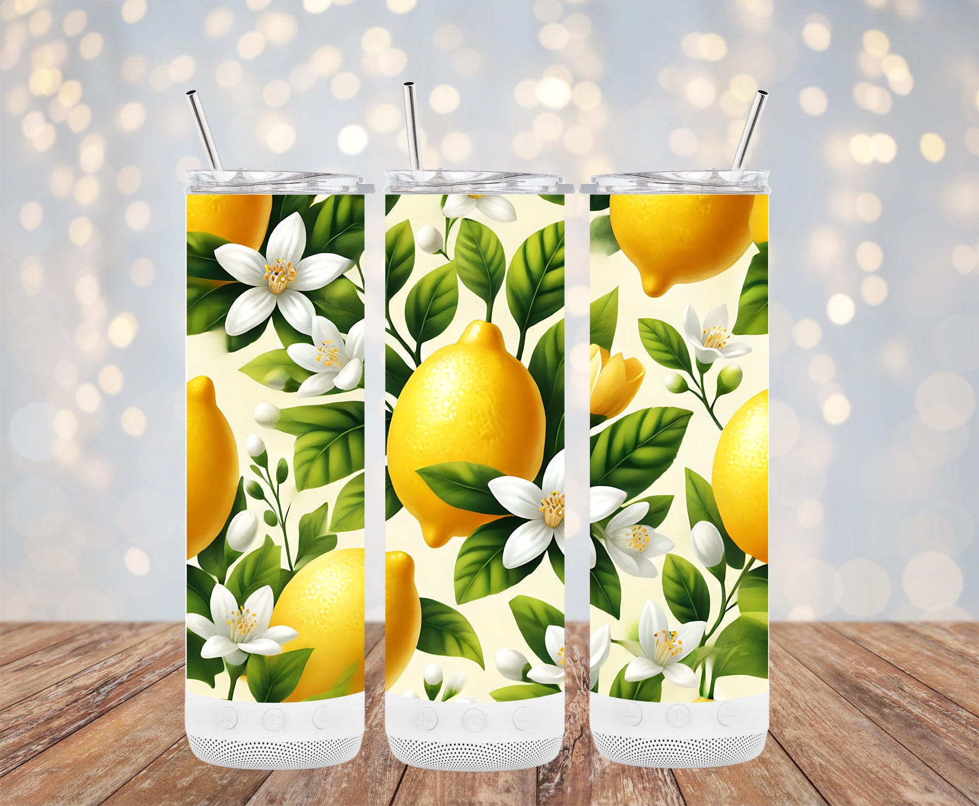 Bright Lemon and Floral Design Tall Tumbler Product