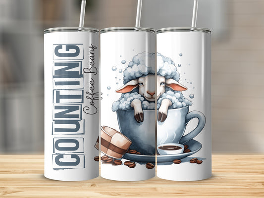 Counting Coffee Beans Cute Sheep Design Tumbler product