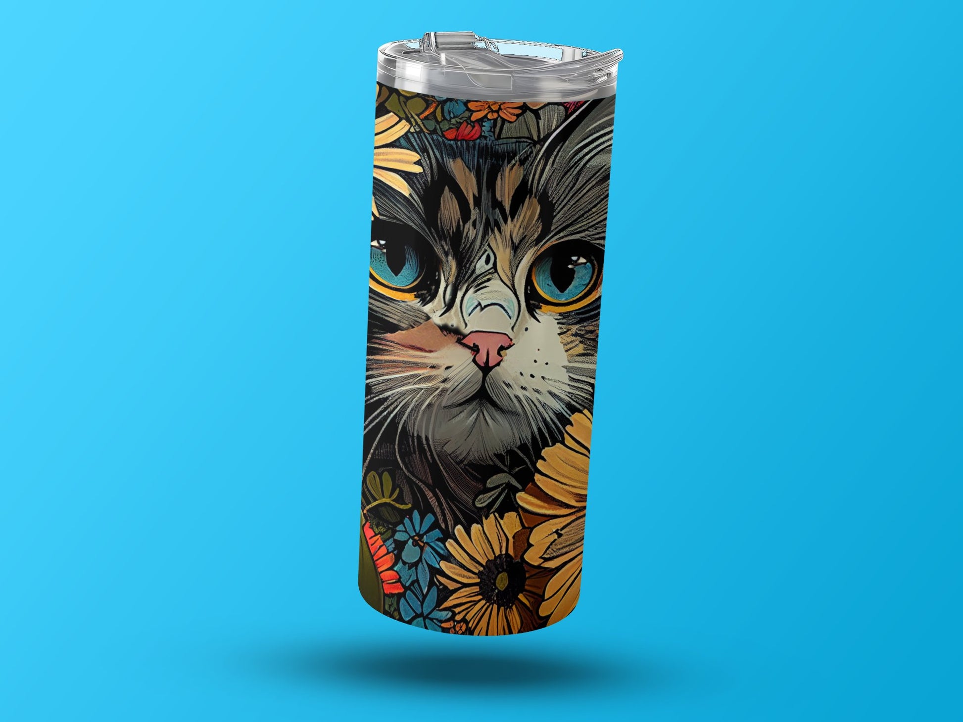 Floral Cat Design Colorful Insulated Tumbler product