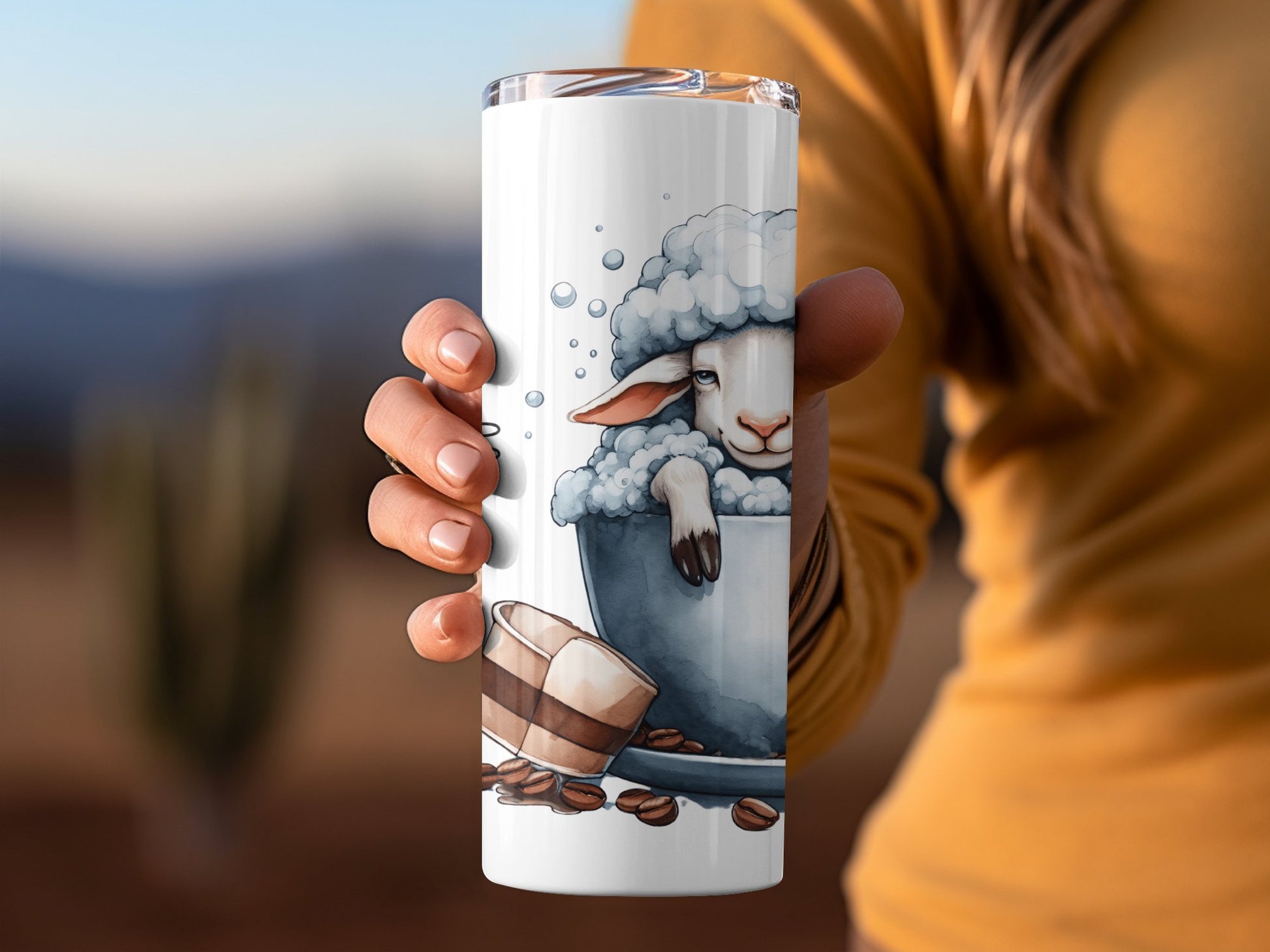 Adorable Sheep Design Coffee Themed Travel Mug Product