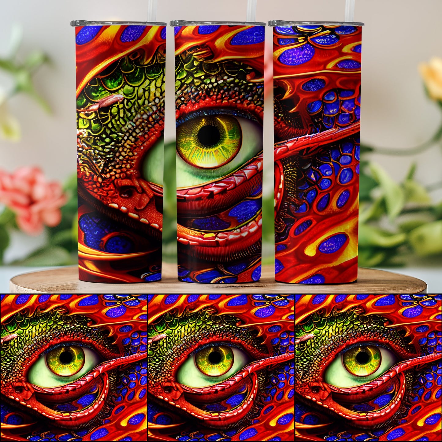 Vibrant Abstract Dragon Eye Design Tumbler product