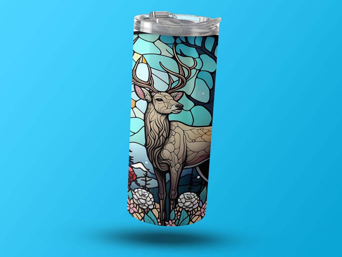 Stained Glass Style Deer Design Tumbler Vibrant Color product