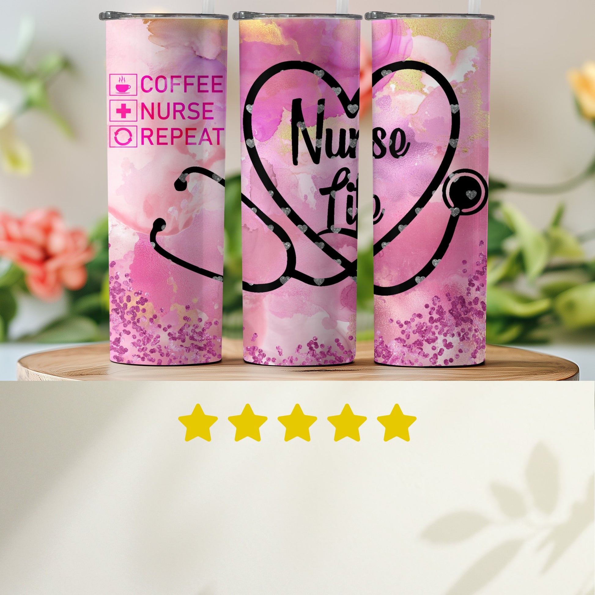 Nurse Life Coffee Nurse Repeat Pink Sublimation Tumbler product