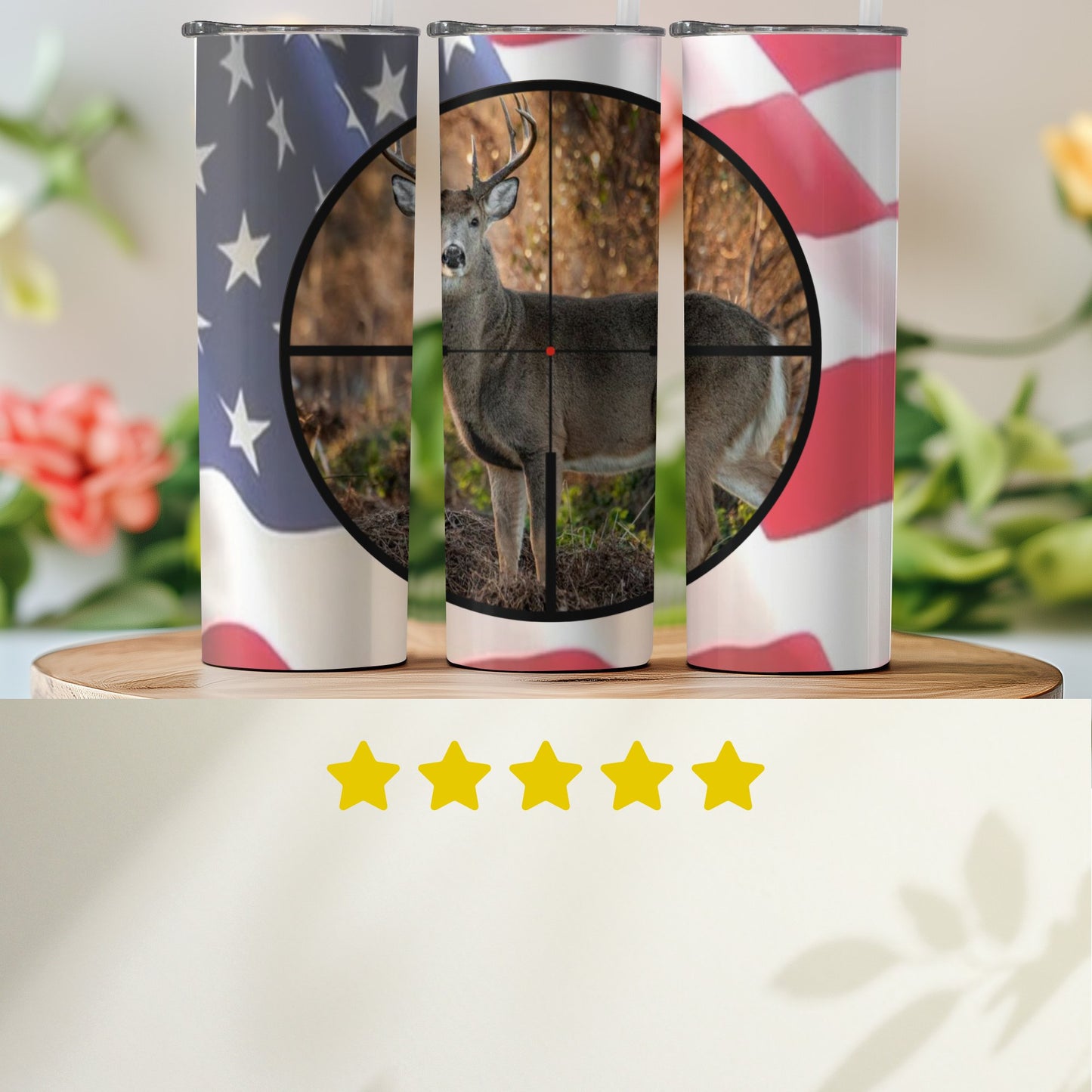 Deer Hunt and American Flag Design Tumbler product
