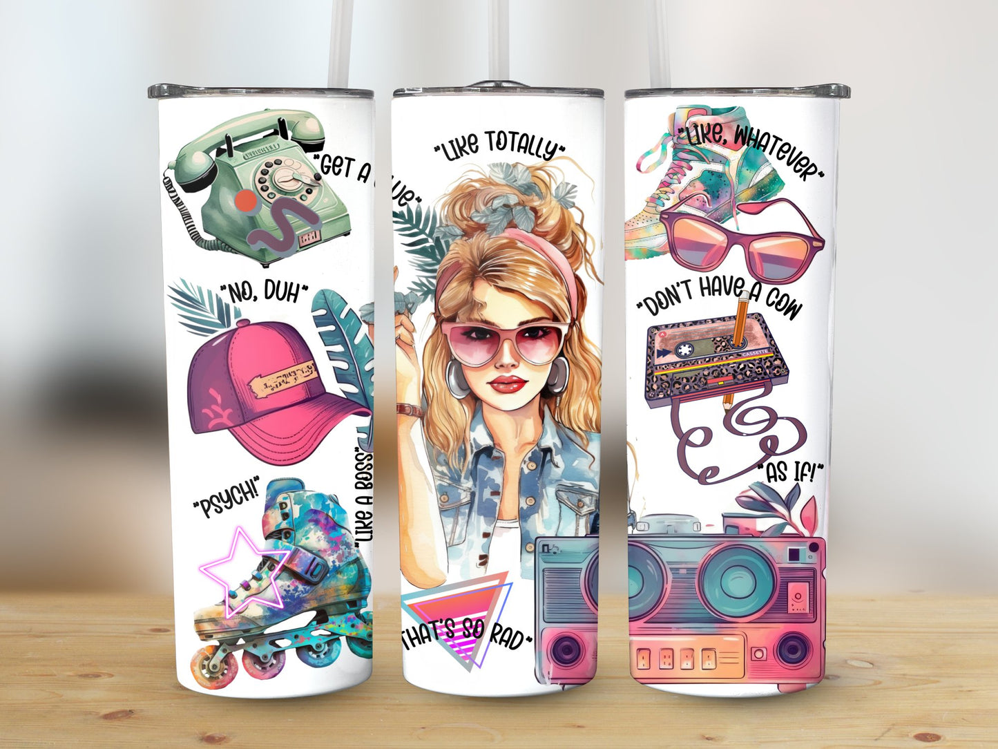 80's Vibes with Sayings (POP Culture Tumbler)
