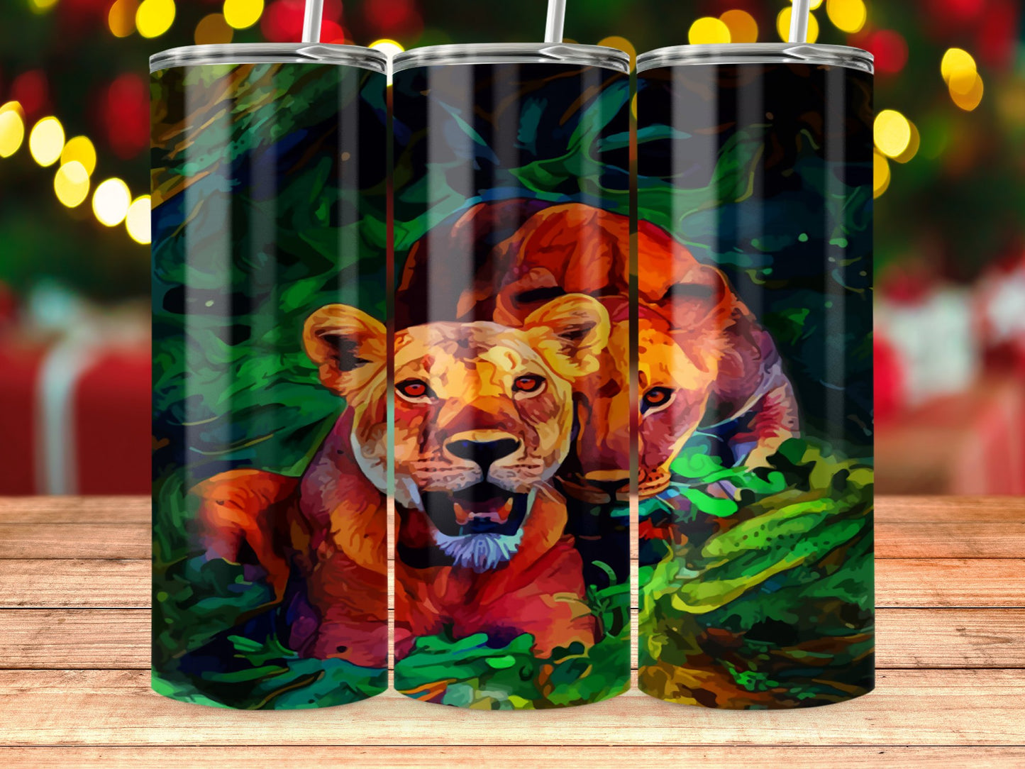 Vibrant Lion Artwork Adds Drama to Drinkware product