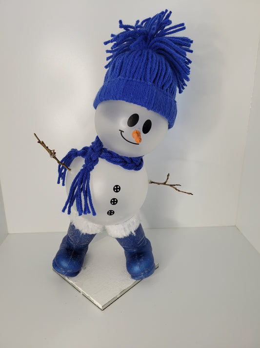 Cute Snowman with Blue Hat and Scarf Decoration