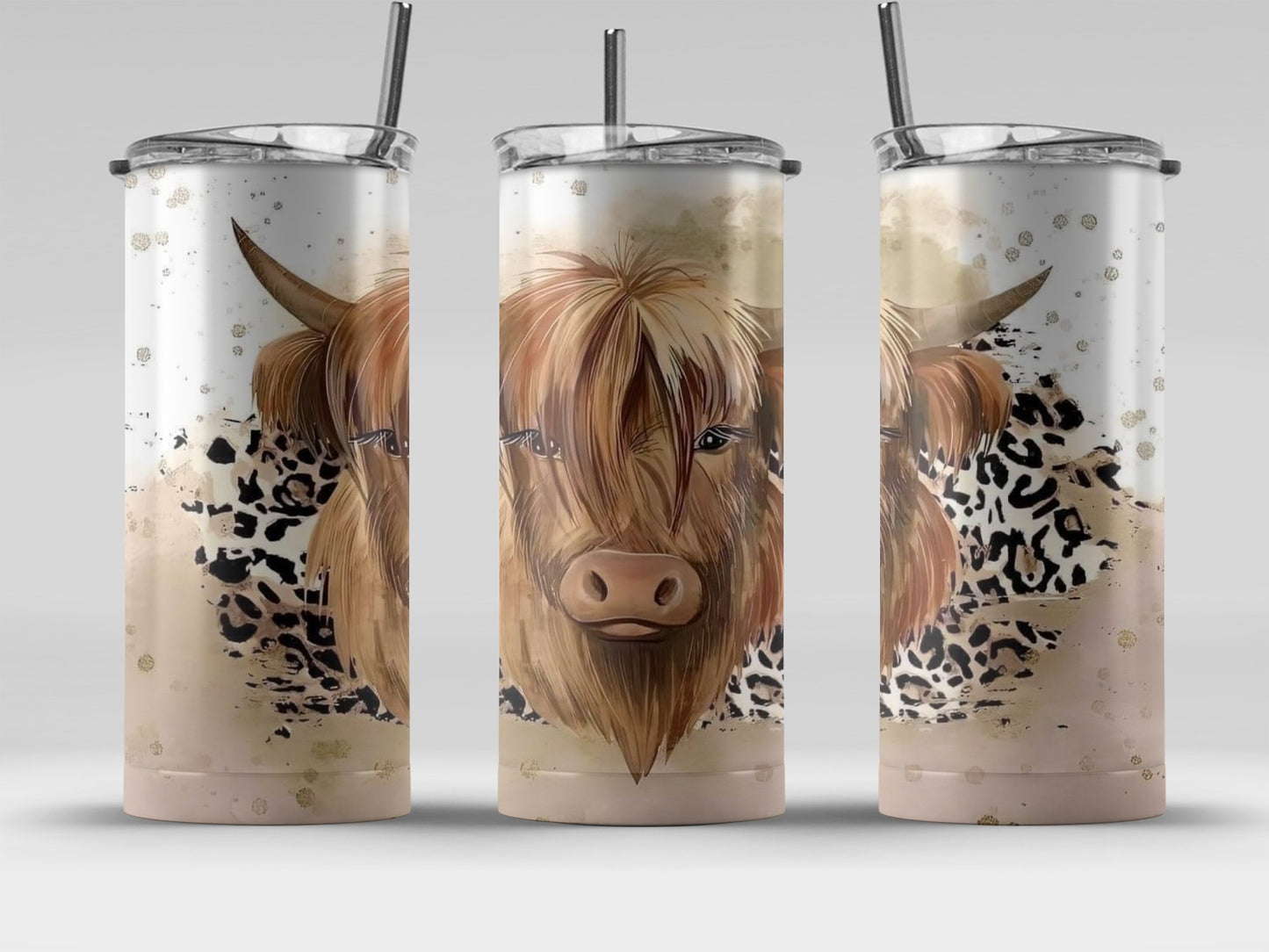 Highland Cow and Leopard Print Insulated Tumbler product type