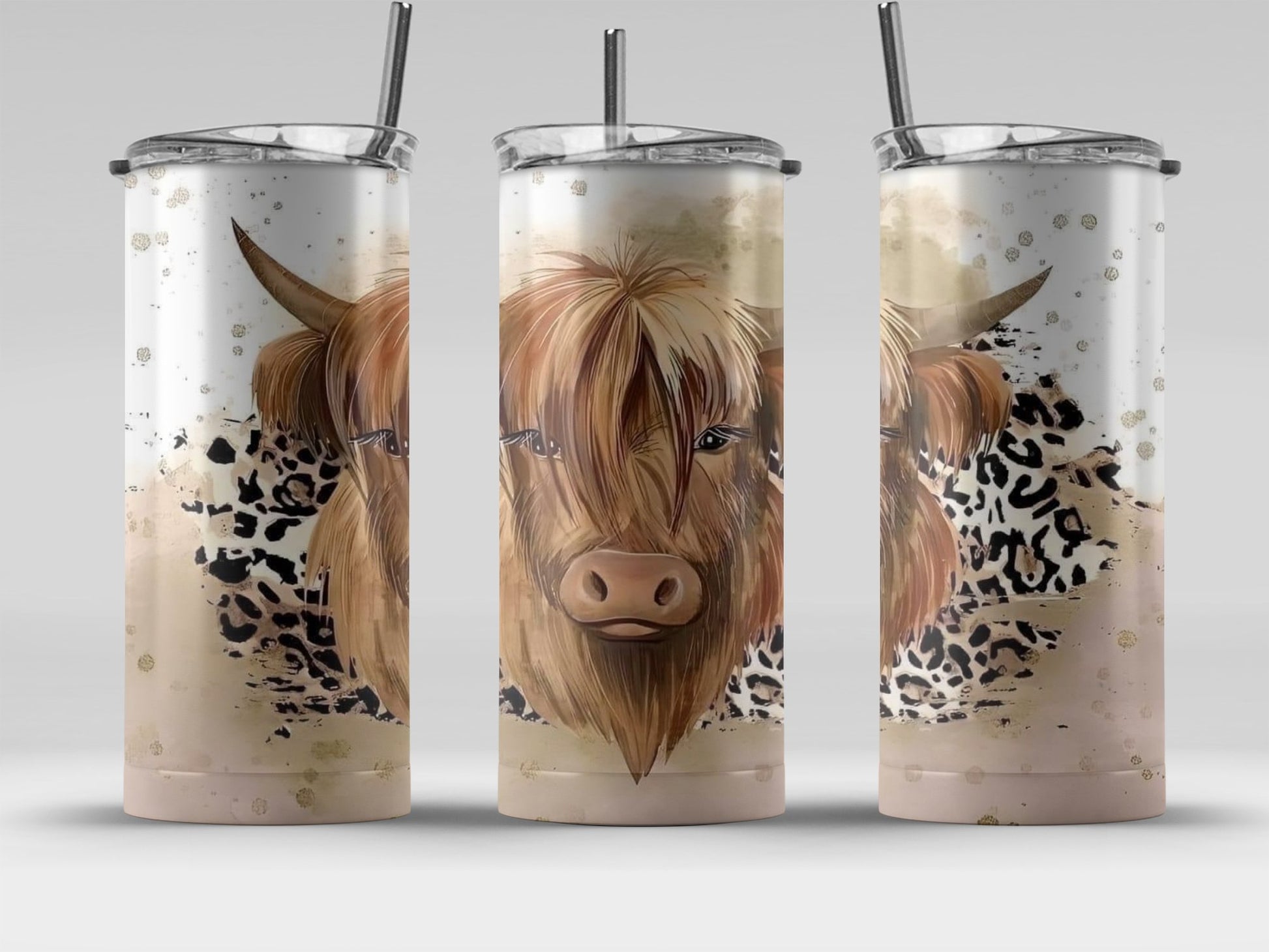 Highland Cow and Leopard Print Insulated Tumbler product type