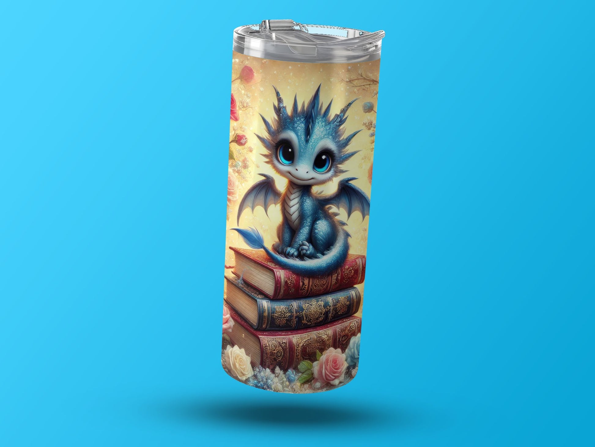 Adorable Dragon on Books Design Tumbler product