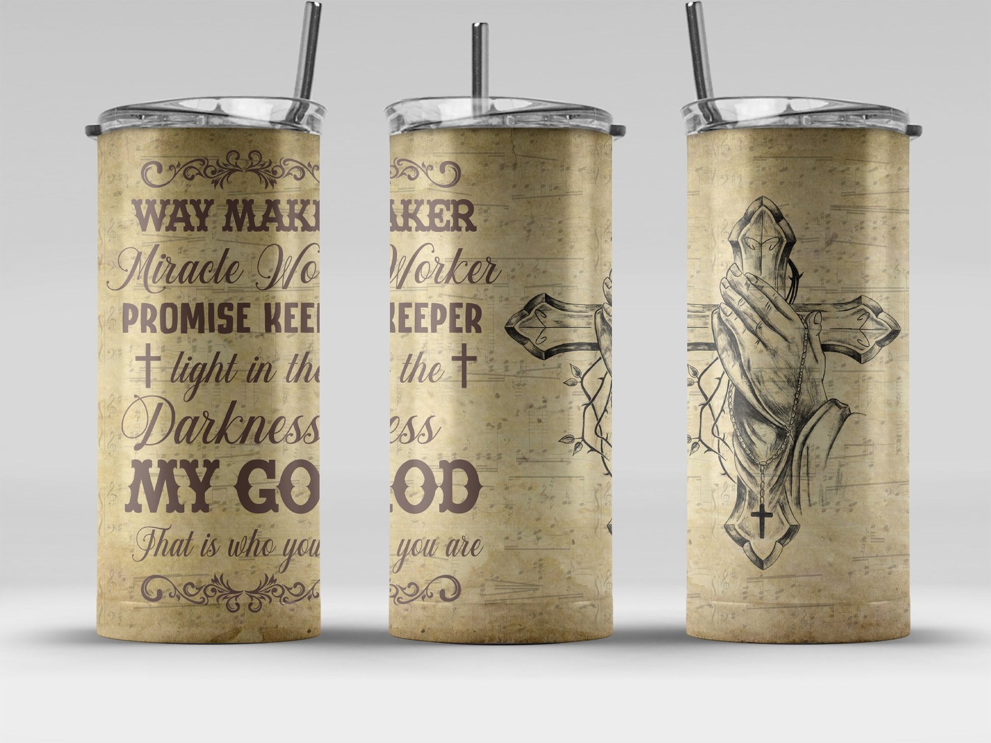 Way Maker Miracle Worker Promise Cross tumbler product