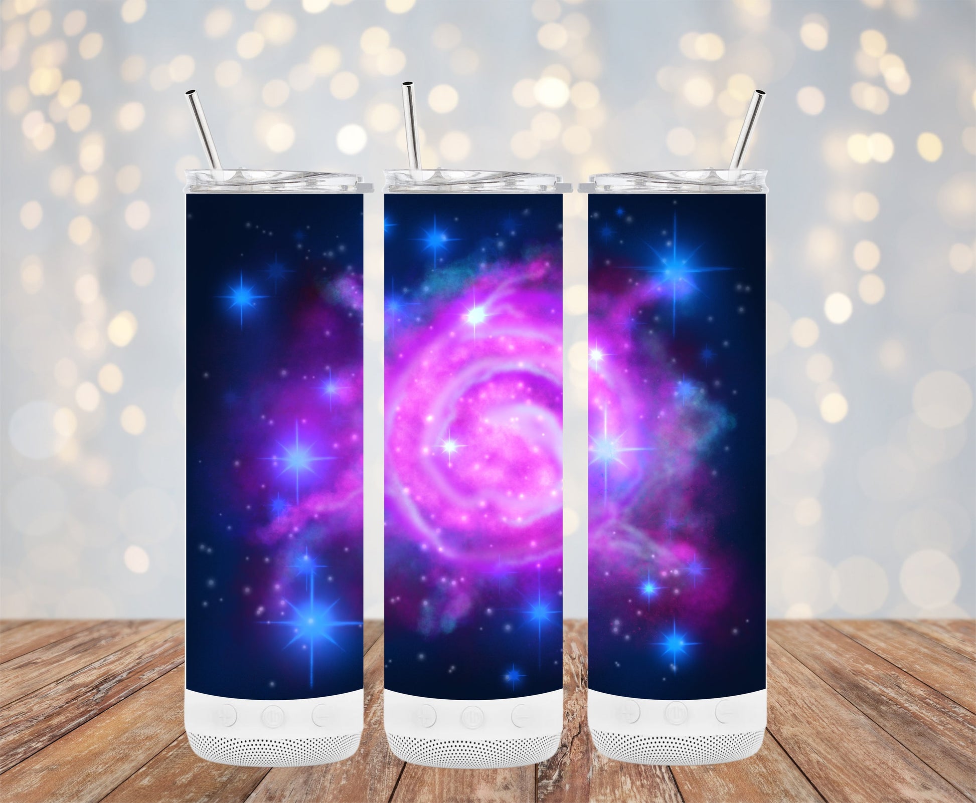 Galaxy Pink and Blue Stars Design Tumbler product type