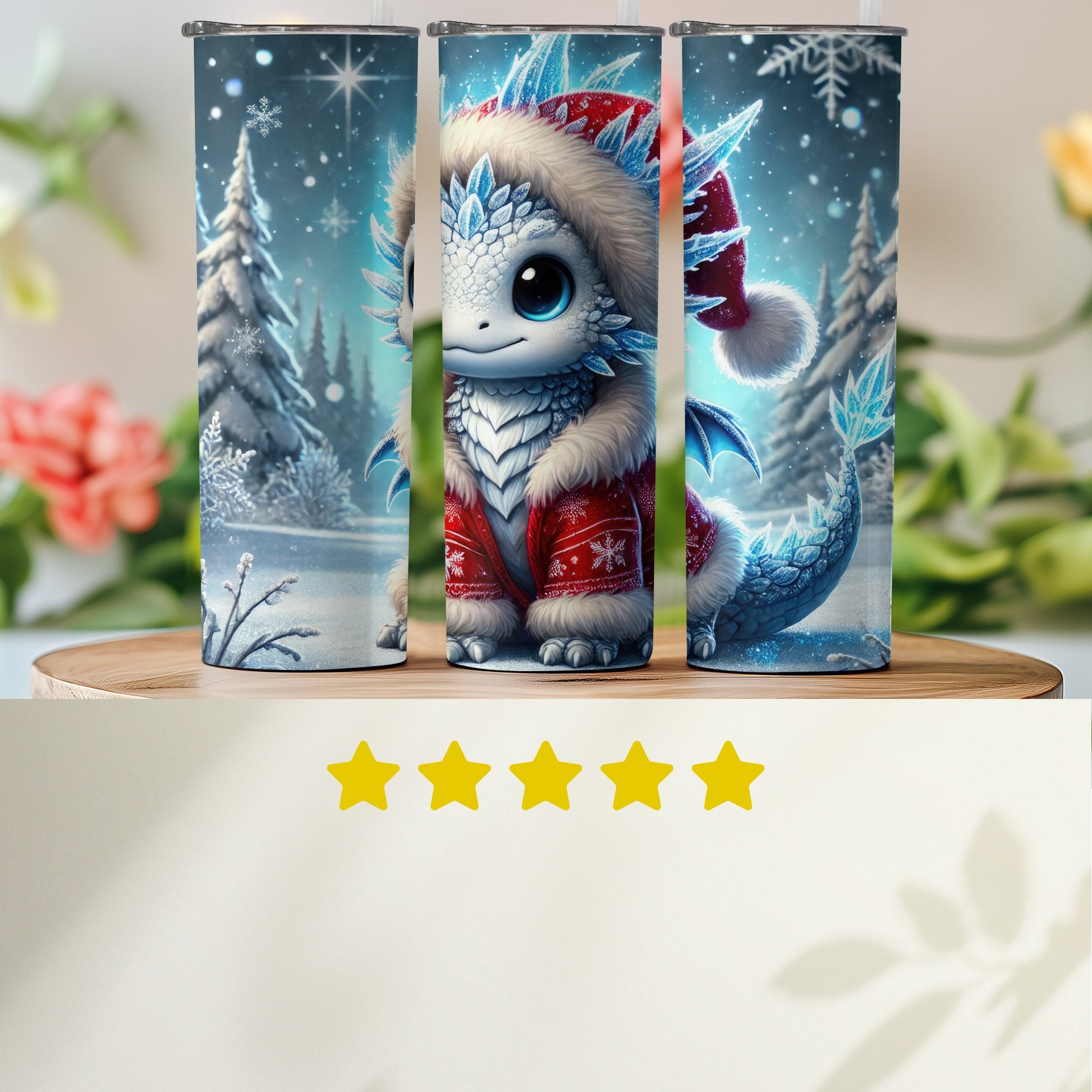 Adorable Winter Dragon Tumbler With Santa Hat product