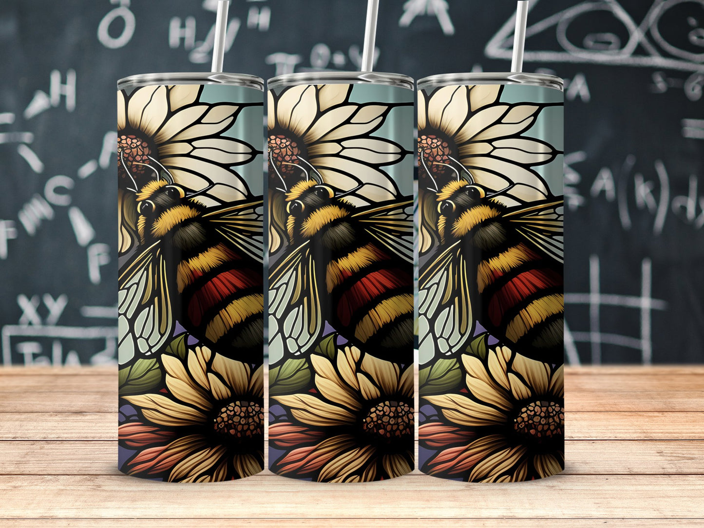 Vibrant Bumblebee and Sunflowers Design Tumbler product
