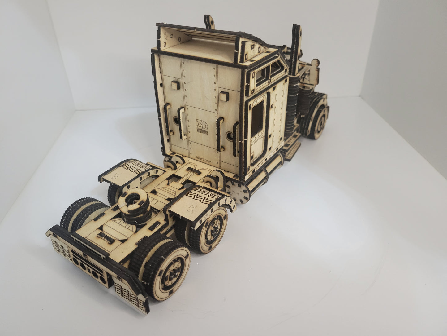 Intricate Wooden Semi Truck Puzzle Model Kit Toy