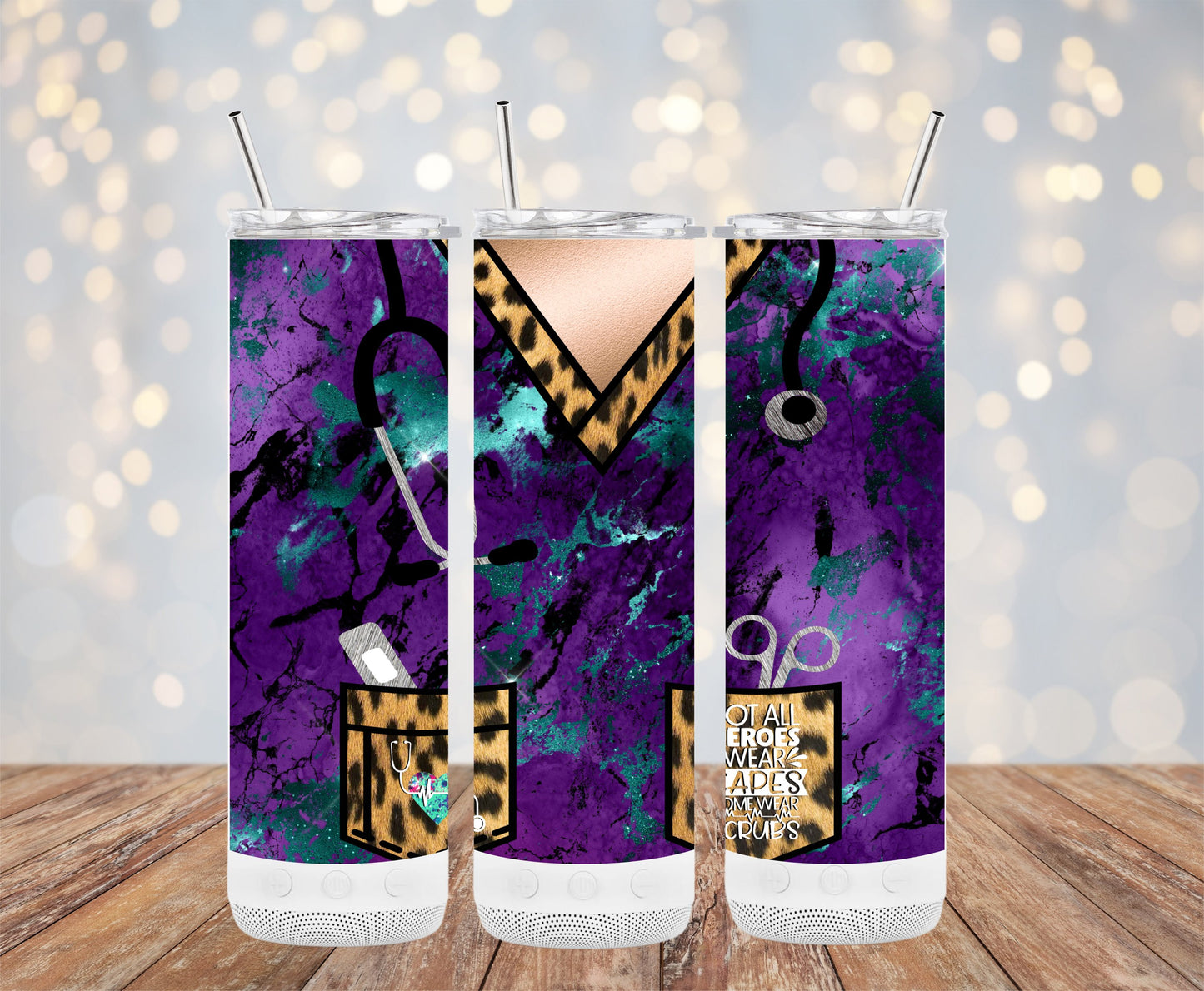 Unique Marbled Purple and Teal Nurse Tumbler product