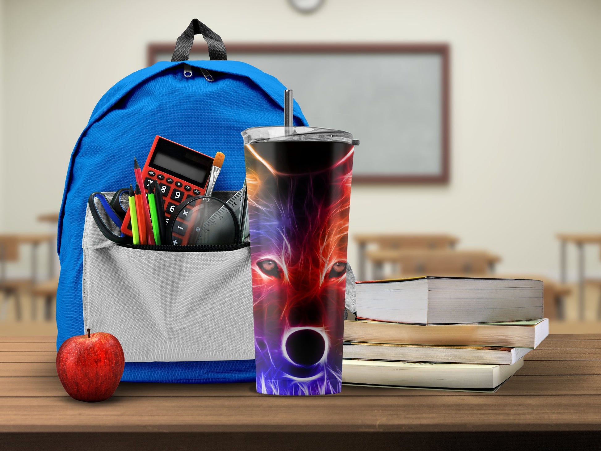 Vibrant Wolf Design Insulated Tumbler School product