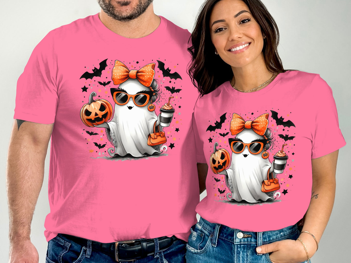 Cute Halloween Ghost with Coffee Matching Shirt product type