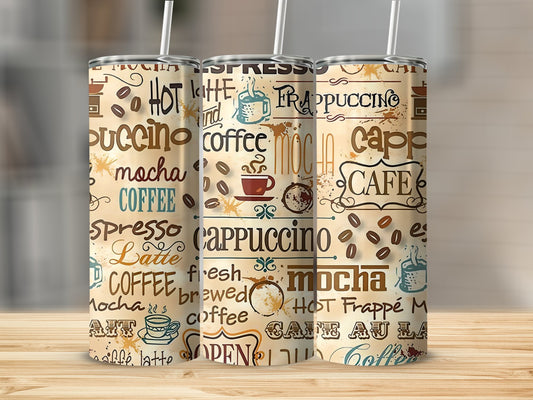 Coffee Themed Travel Cup Tumbler Vibrant Design product