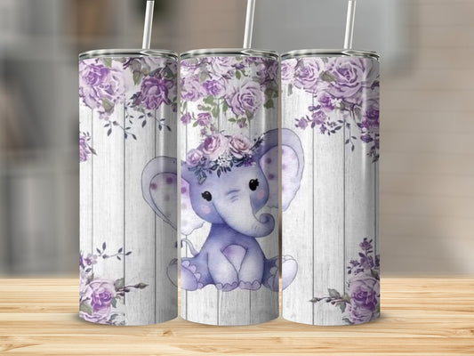 Purple Floral Elephant Tumbler for Personalized Product Type