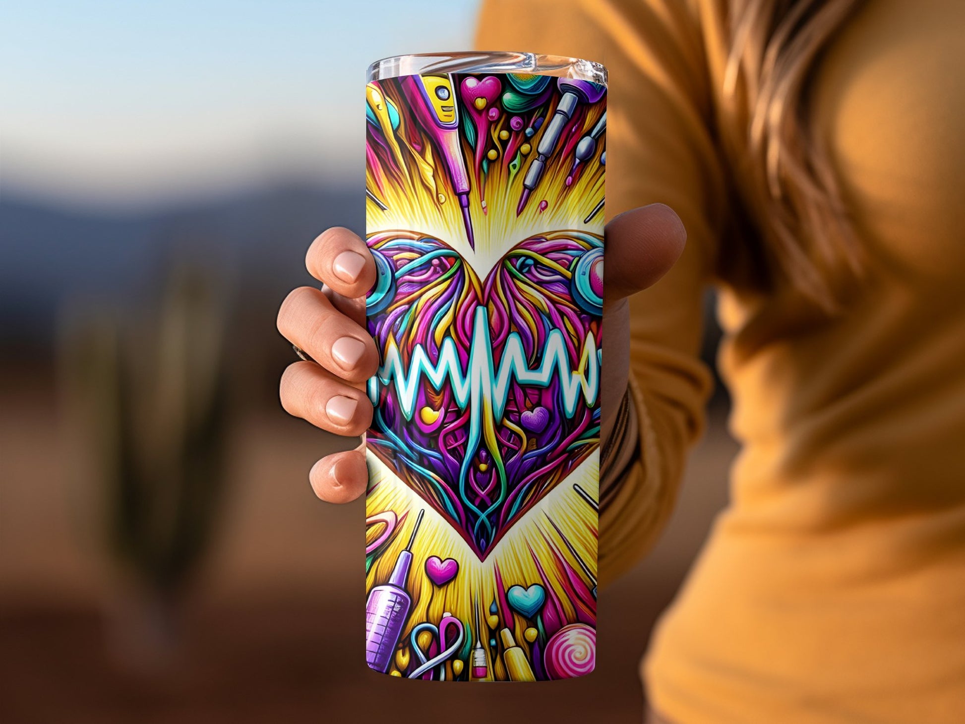 Vibrant Heartbeat Design Insulated Tumbler product