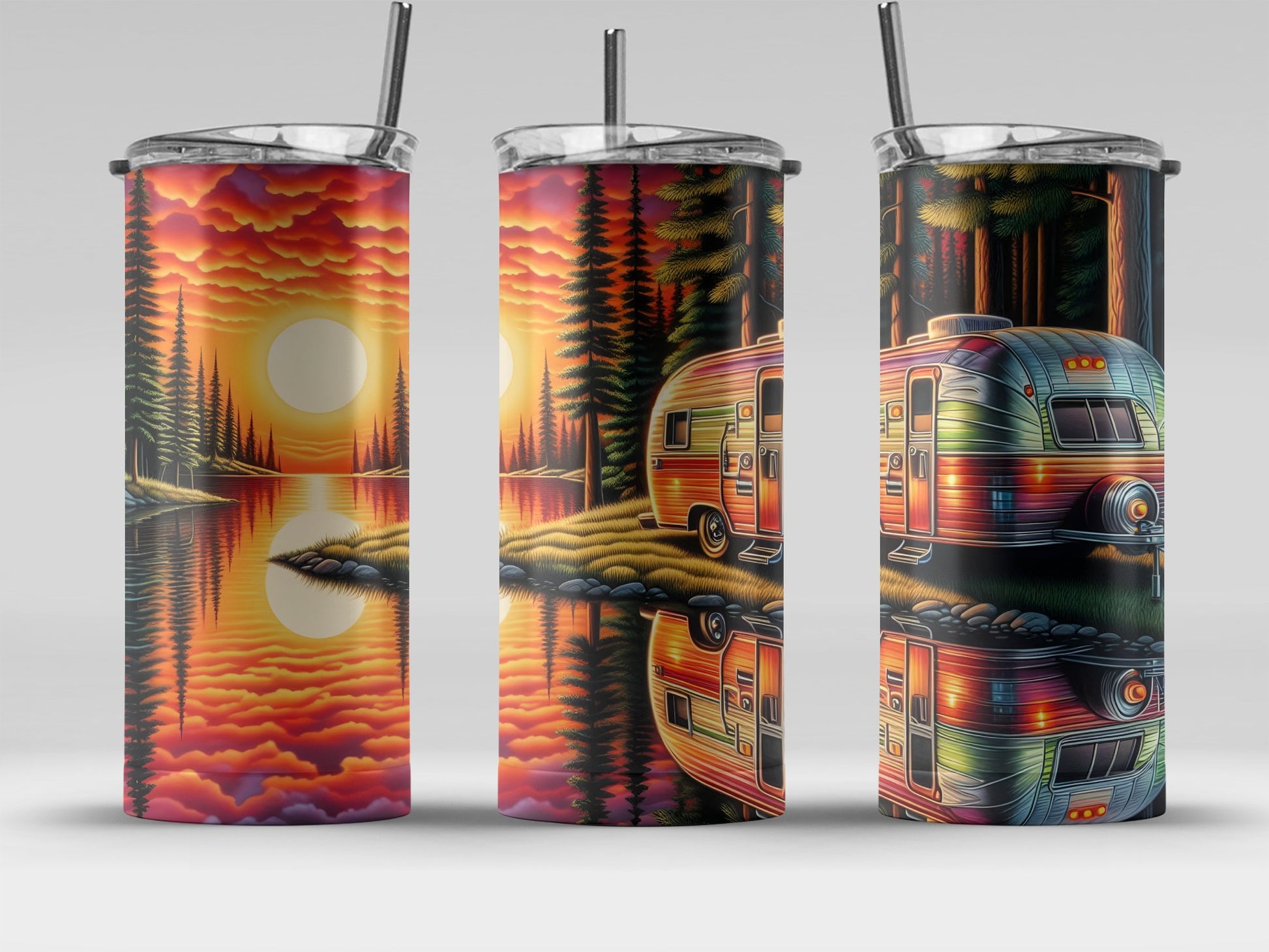 Retro Scenic Camper Design Tumbler Vibrant Colors Unique product type