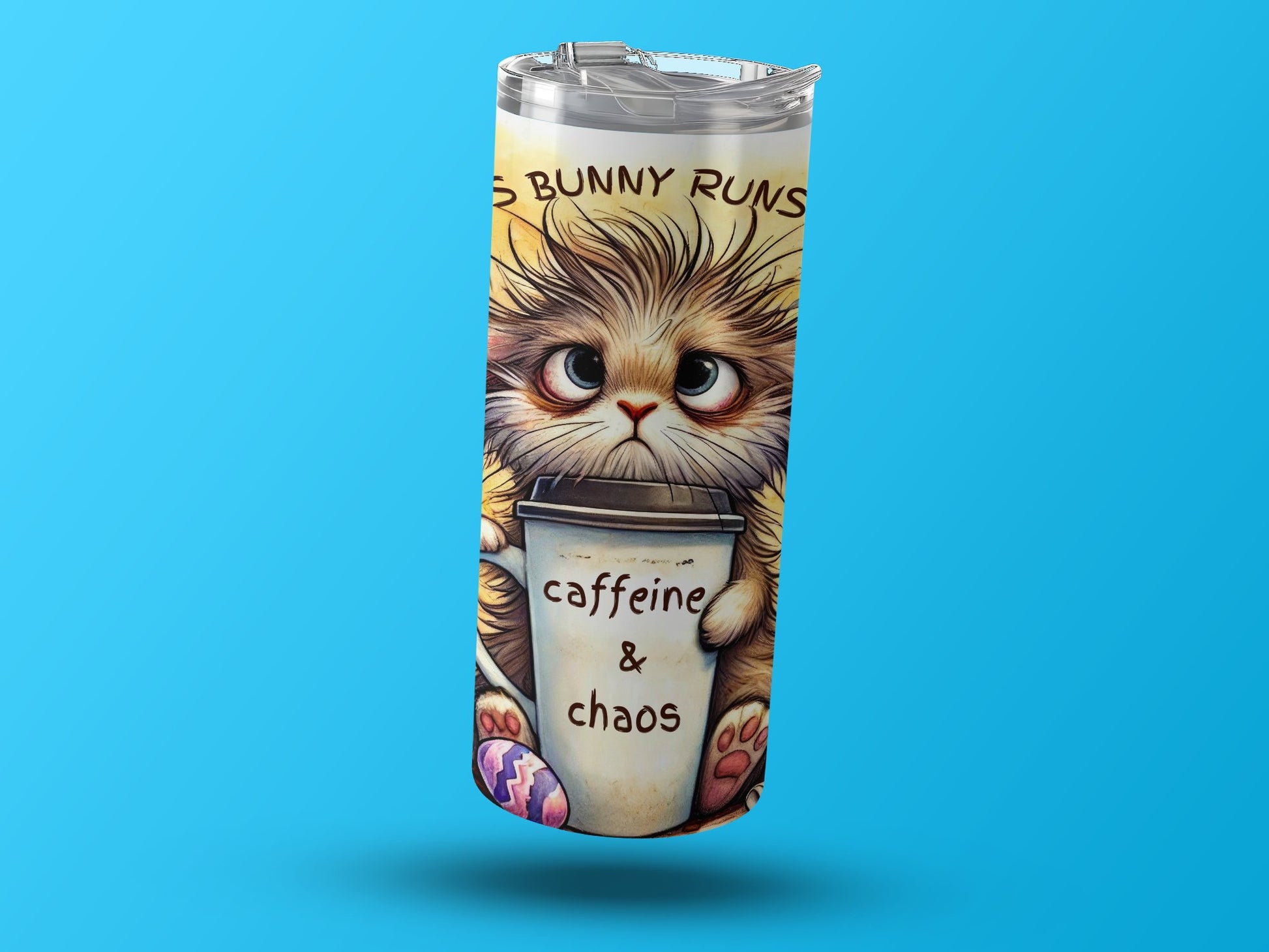 Adorable Bunny Runs on Caffeine Chaos Tumbler product type