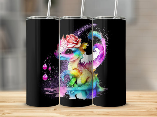 Colorful Baby Dragon with Rose Design Tumbler product