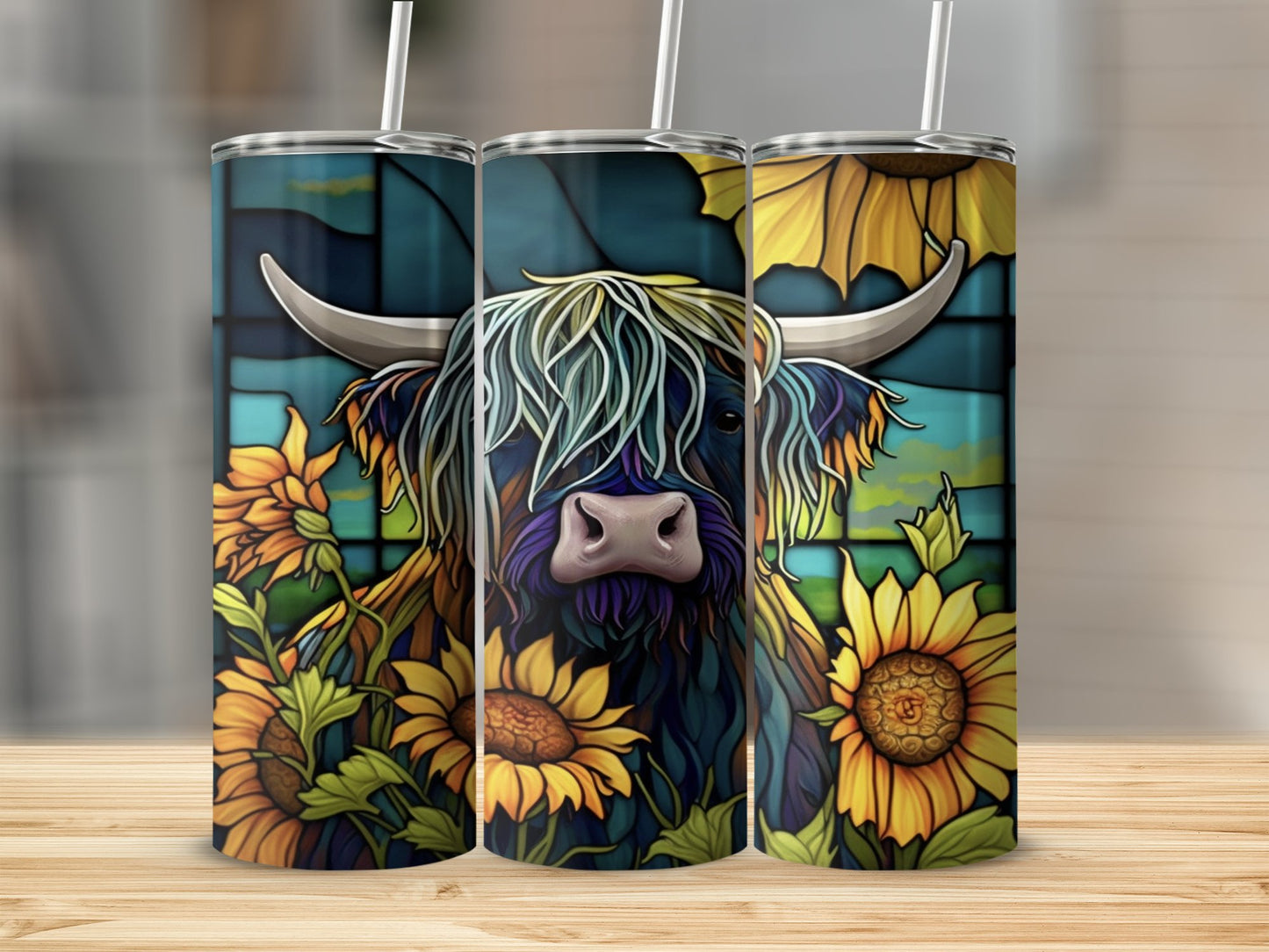 Highland Cow and Sunflower Glass Bottles product