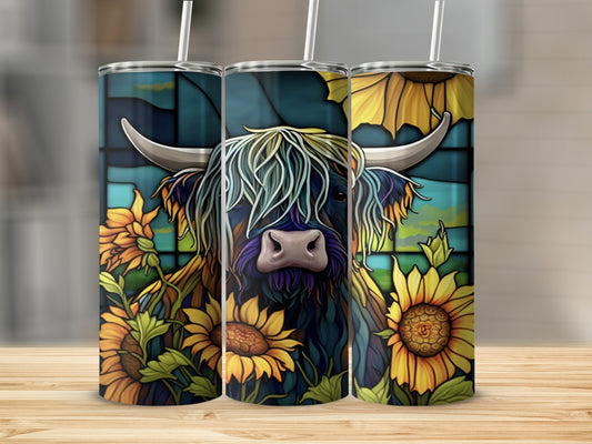 Highland Cow and Sunflower Glass Bottles product