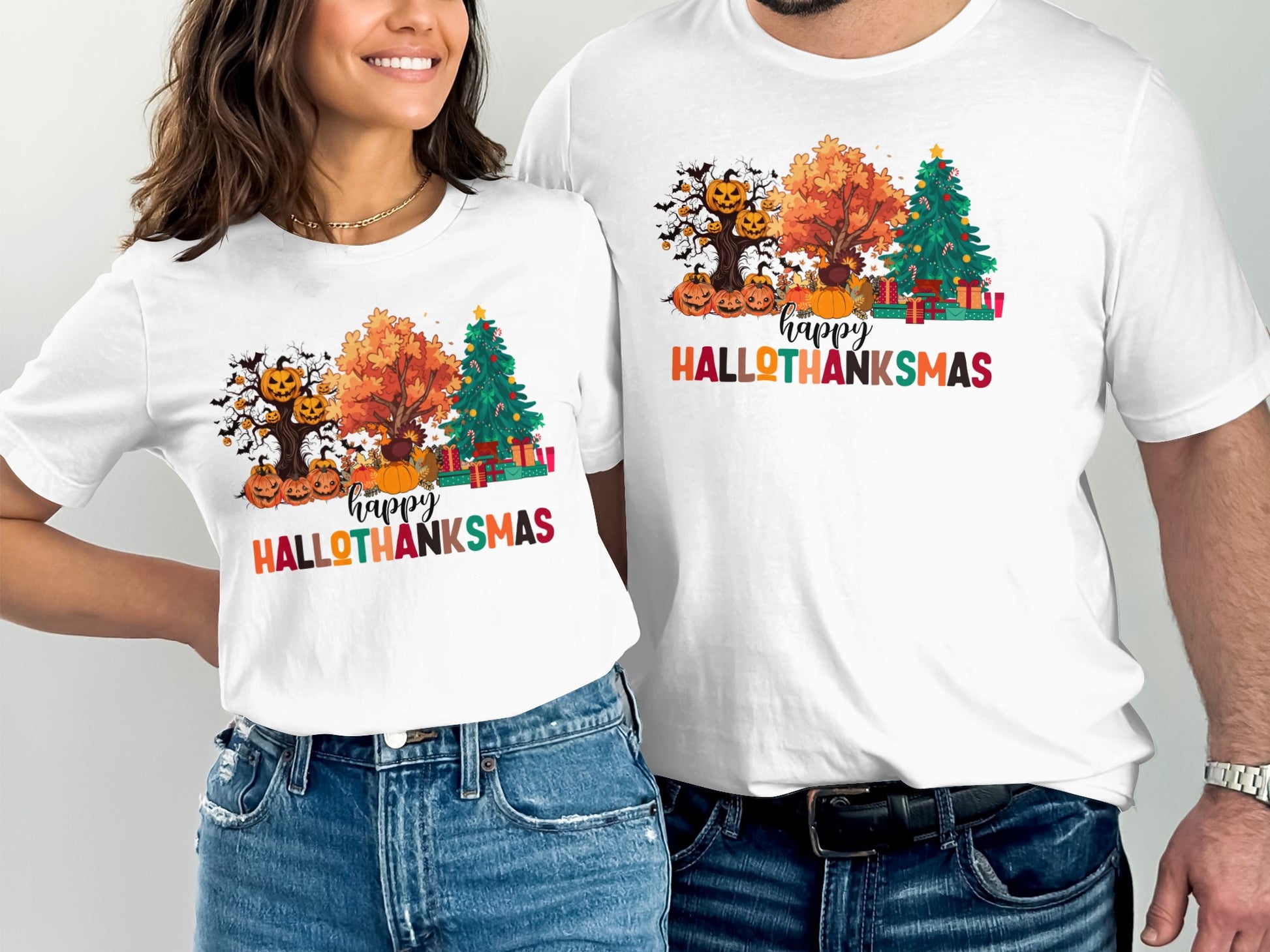 Happy Hallothanksmas Shirt with Seasonal Graphics