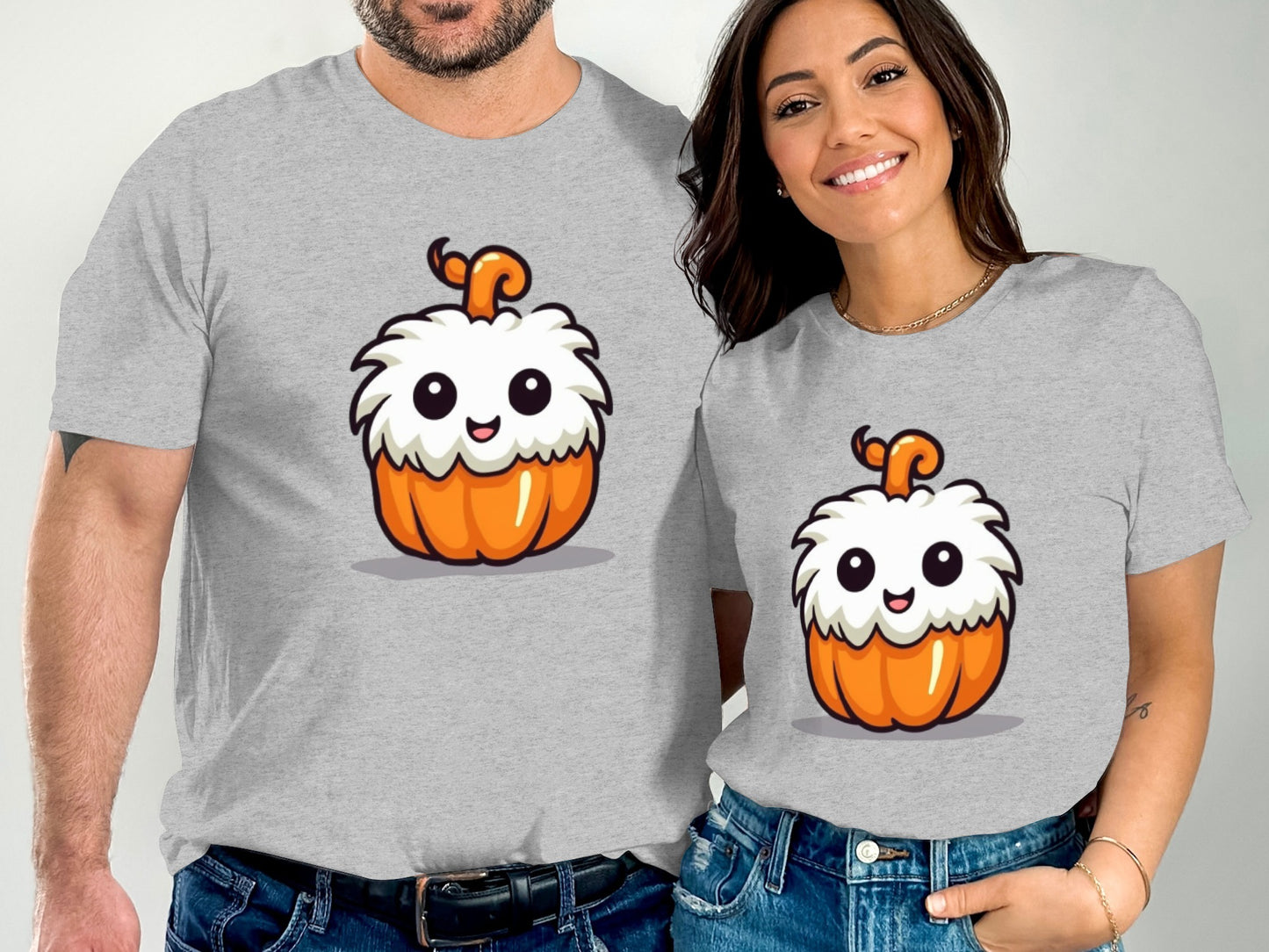 Cute Fluffy Pumpkin Character Grey T-Shirt product type