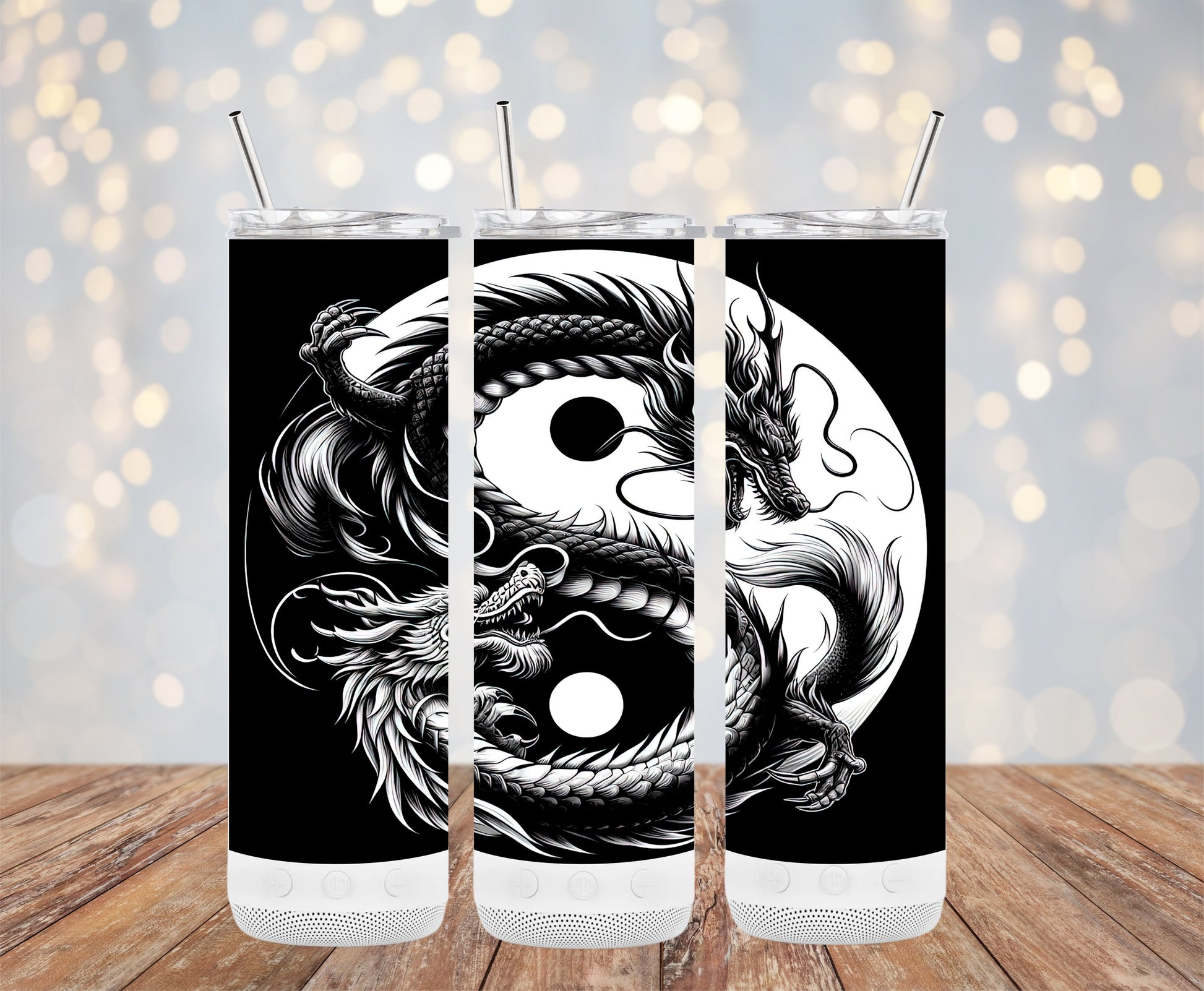 Yin Yang Dragon Art Design Tumbler Stainless Steel product