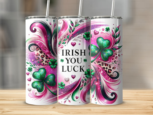 Irish You Luck Shamrock and Leopard Tumbler