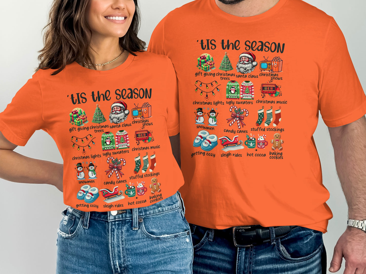 'Tis the Season Orange Christmas Themed Shirt