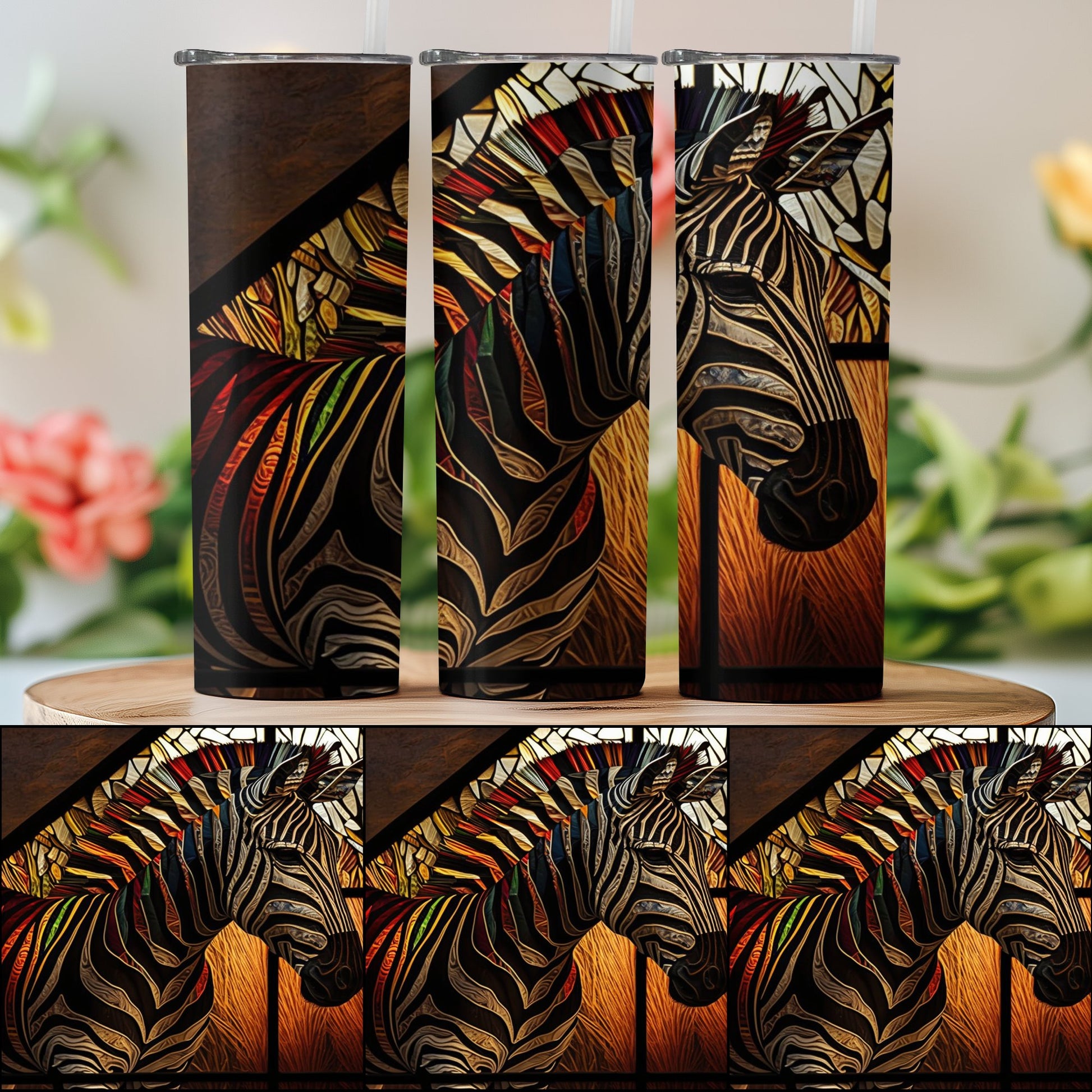 Vibrant Zebra Design Tumbler Travel Mug Artistic product type