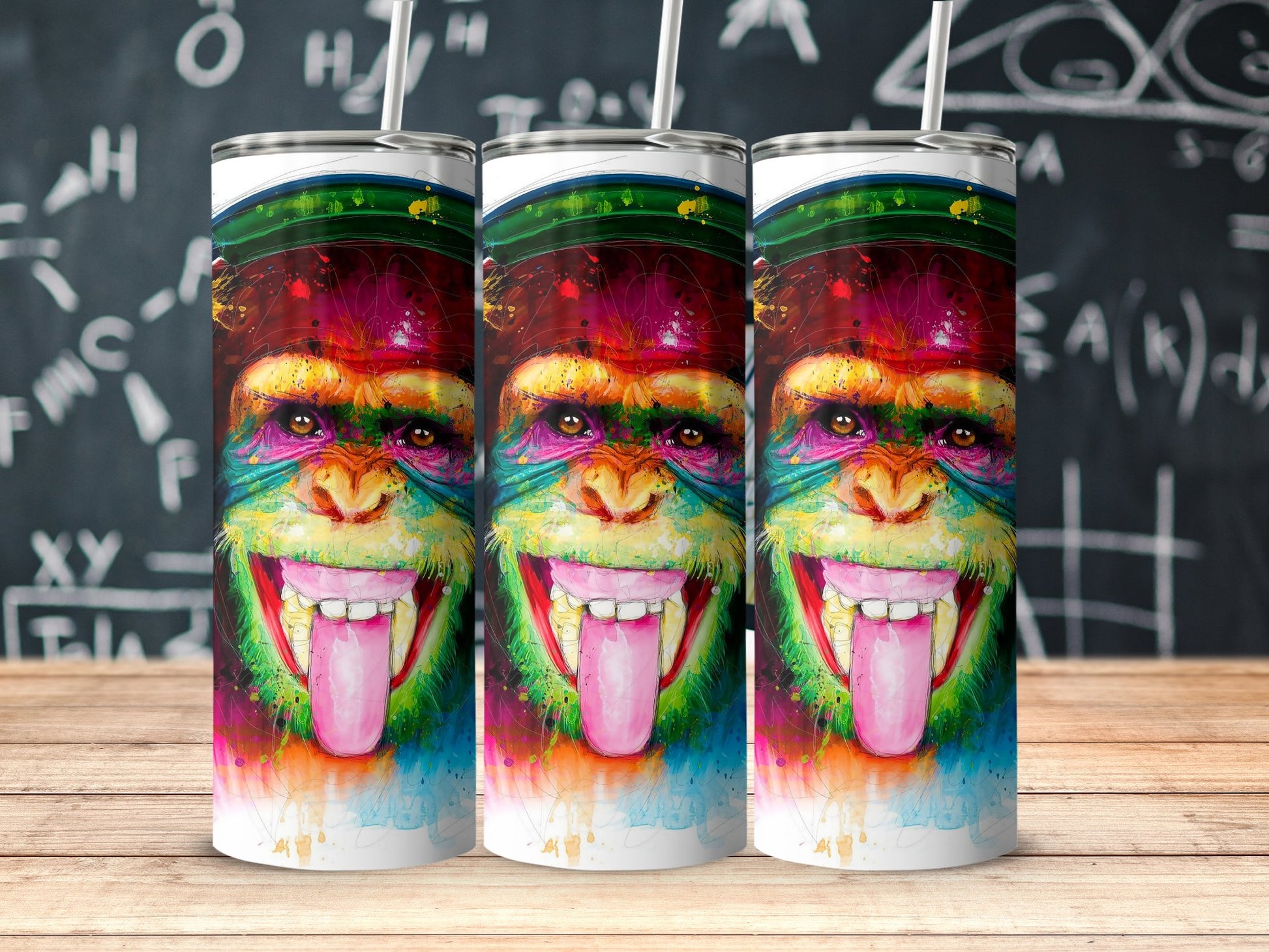 Colorful Monkey Design Tumbler for Fun Beverage product