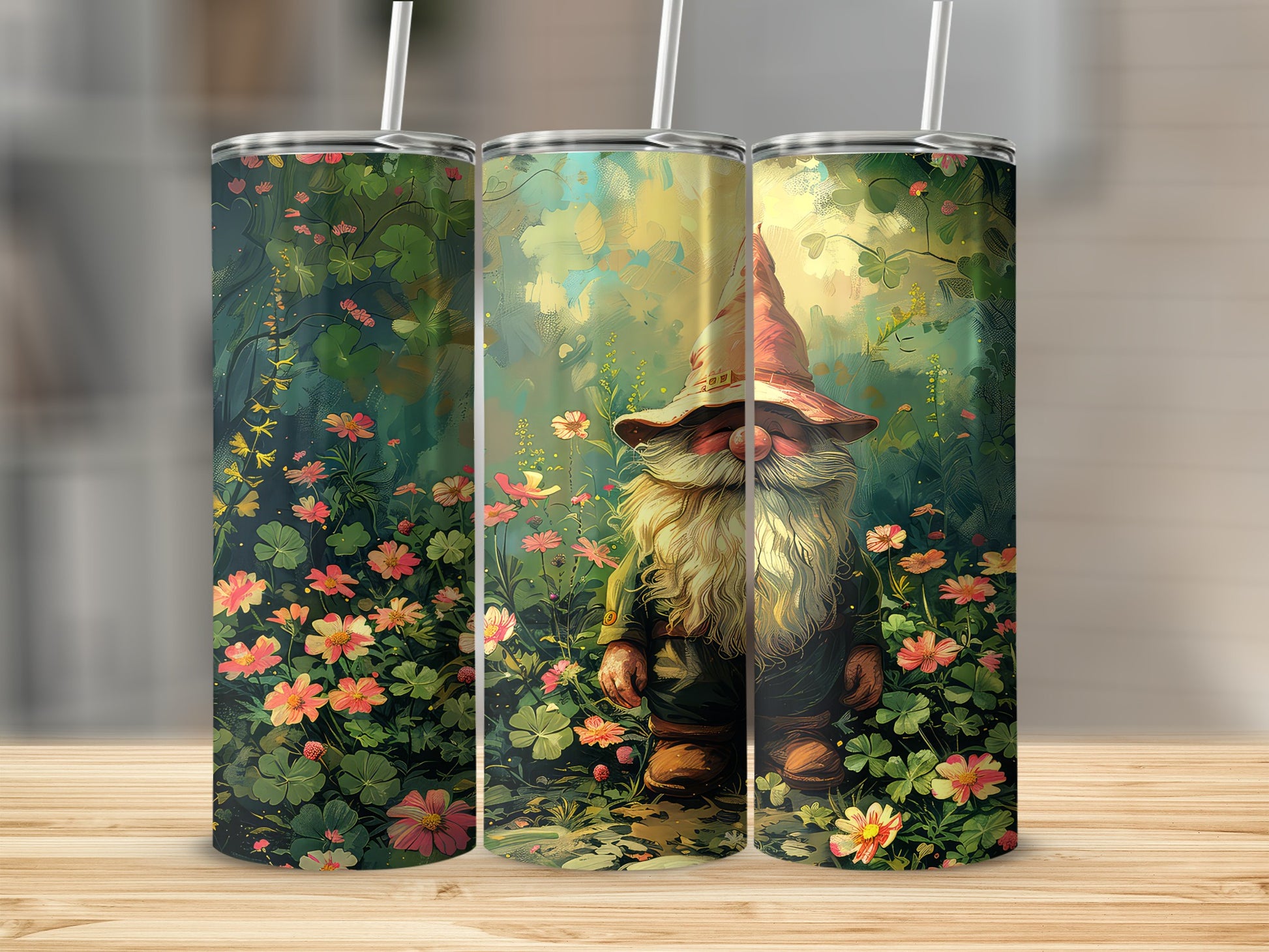 Whimsical Garden Gnome Design Tumbler Drinkware