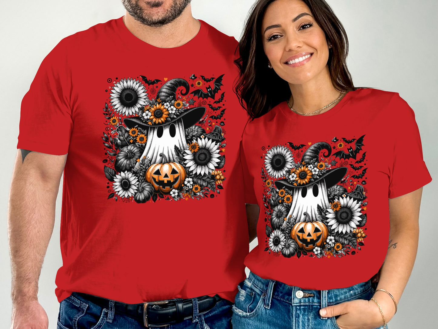 Halloween Ghost Pumpkin Floral Haunted T-shirt product