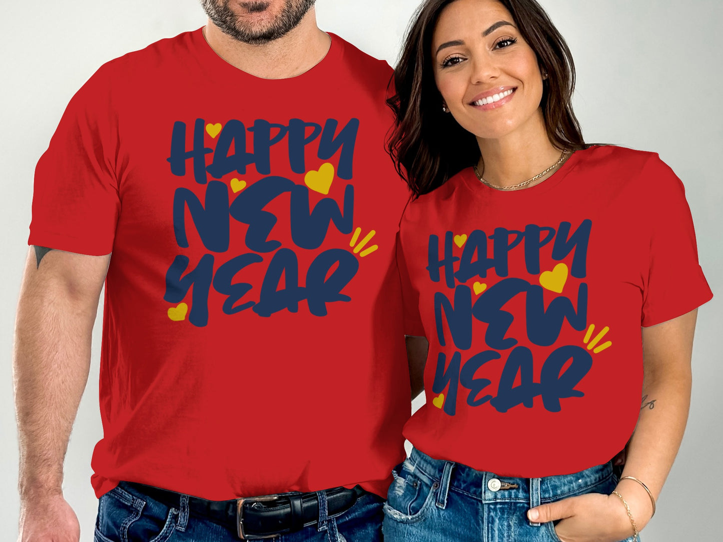 Bold Happy New Year Design with Hearts Tee