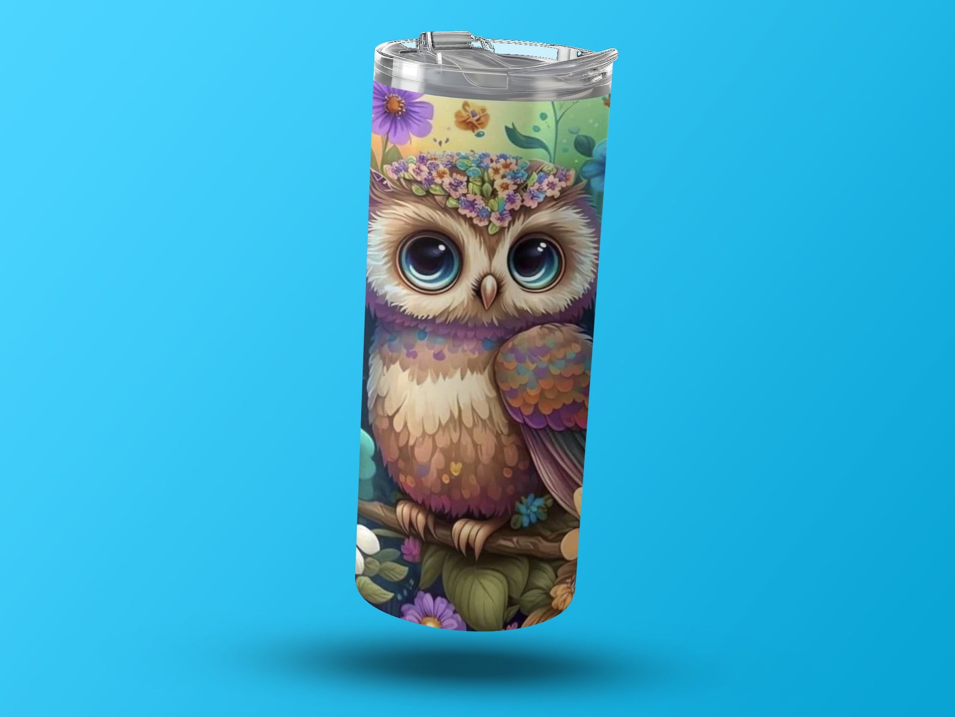 Owl Art Tumbler with Colorful Flowers Design product type