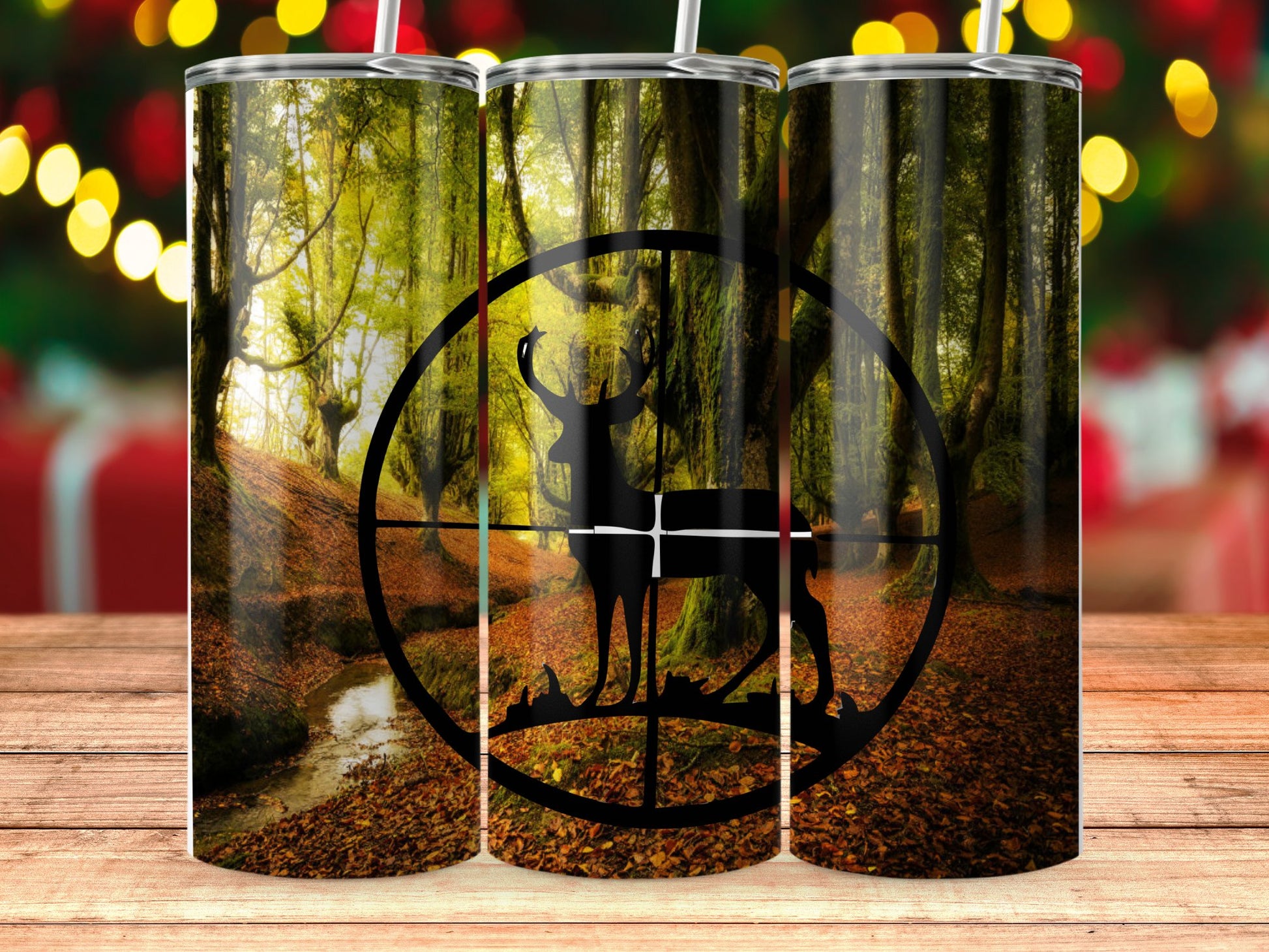 Scenic Deer Forest Print Tumbler with Straw product type