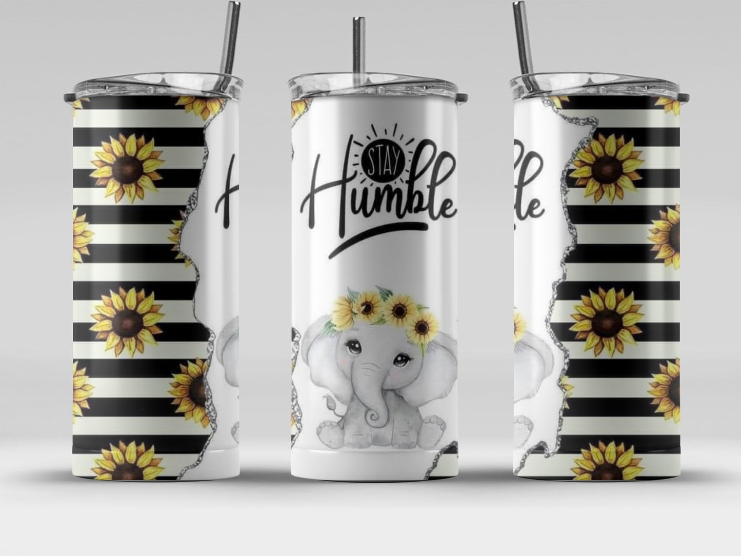 Stay Humble Sunflower and Elephant Design Drinkware product
