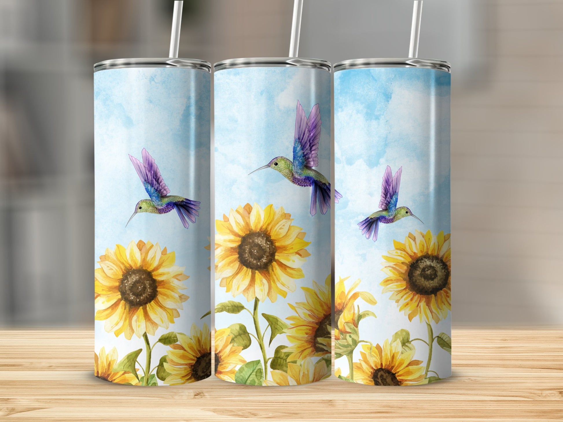 Vibrant Sunflowers and Hummingbirds Tumbler product type