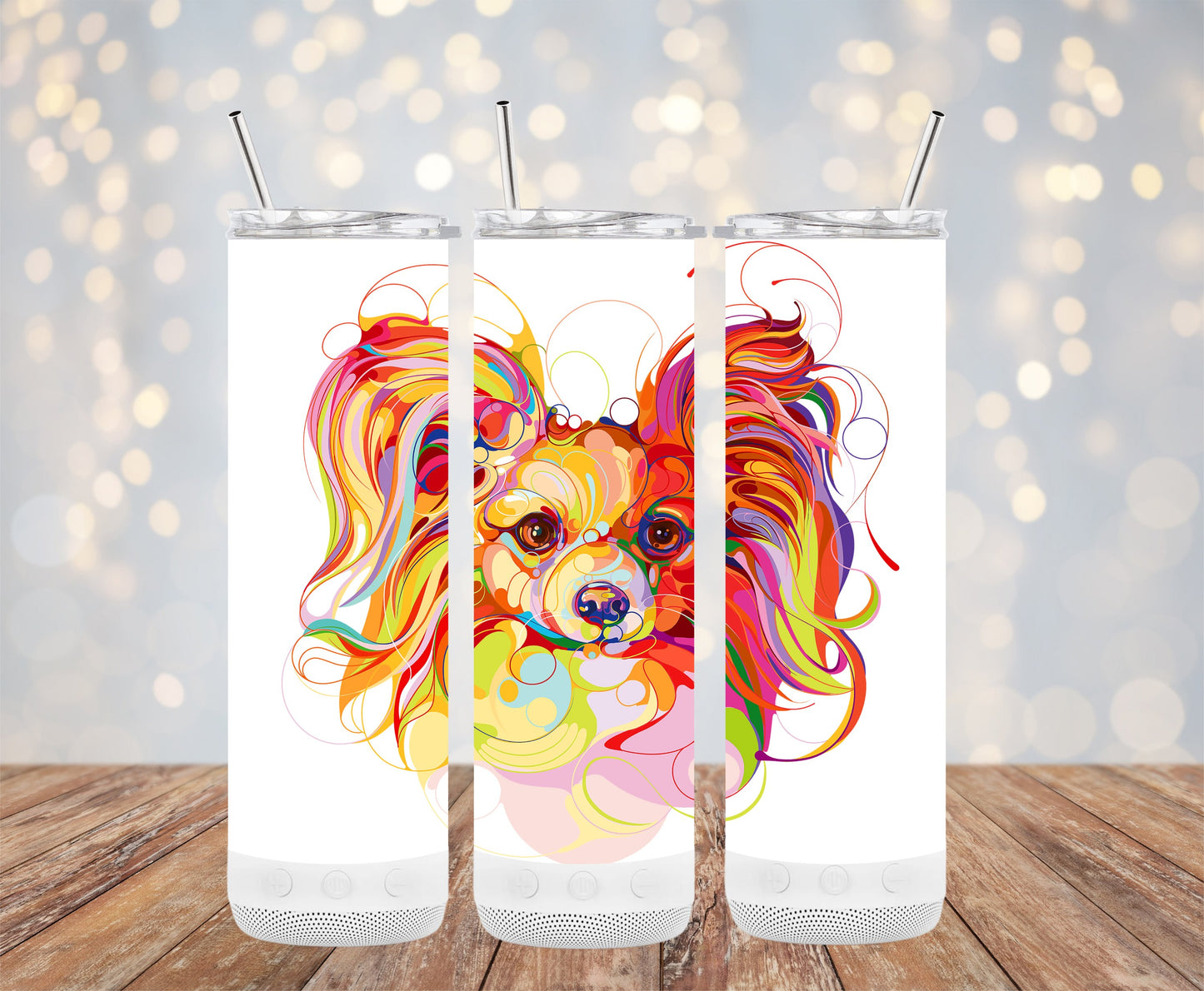 Colorful Abstract Dog Design Tall Tumbler product type