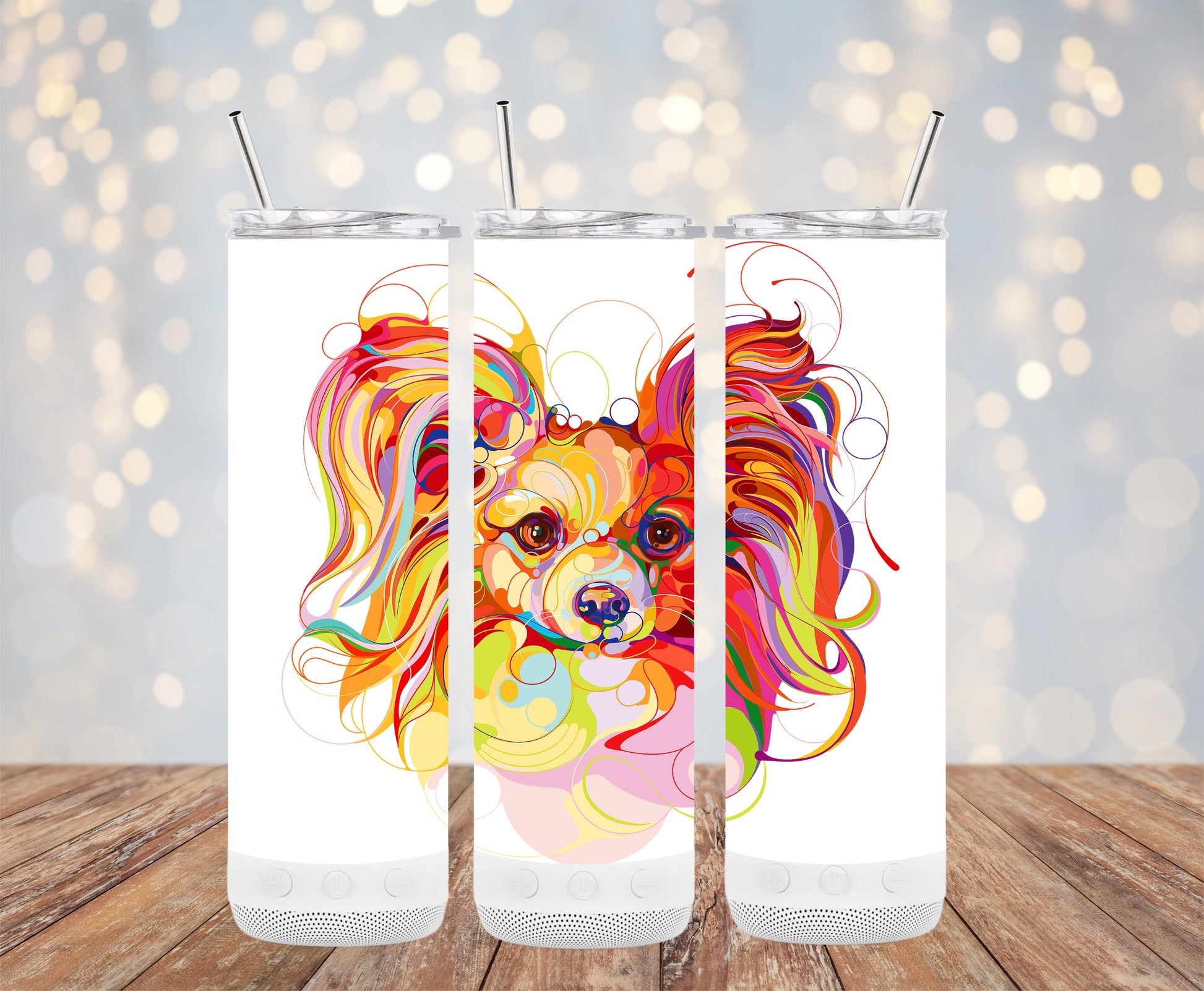 Colorful Abstract Dog Design Tall Tumbler product type