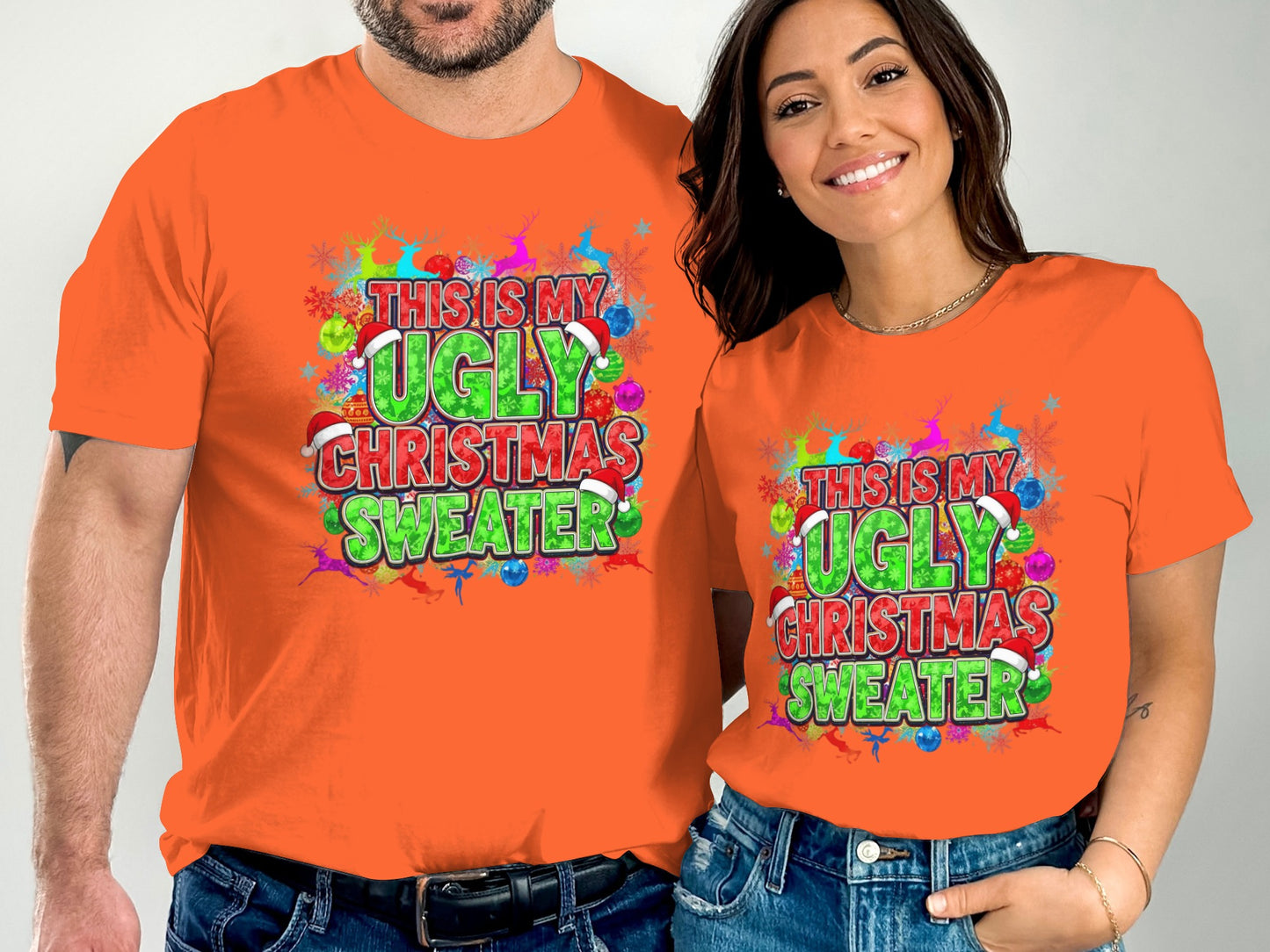 Bright Orange This is My Ugly Christmas Sweater Shirt