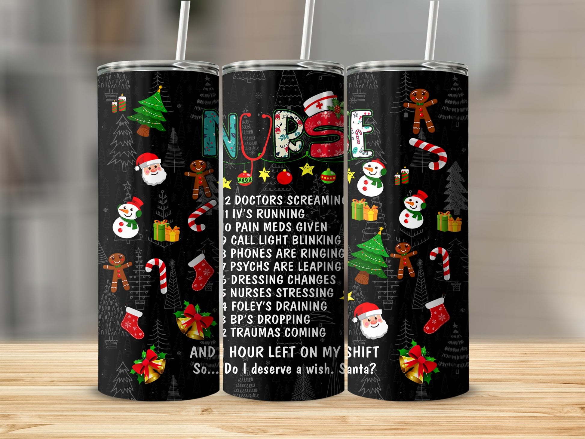 Funny Nurse Christmas Tree Holiday Tumbler product