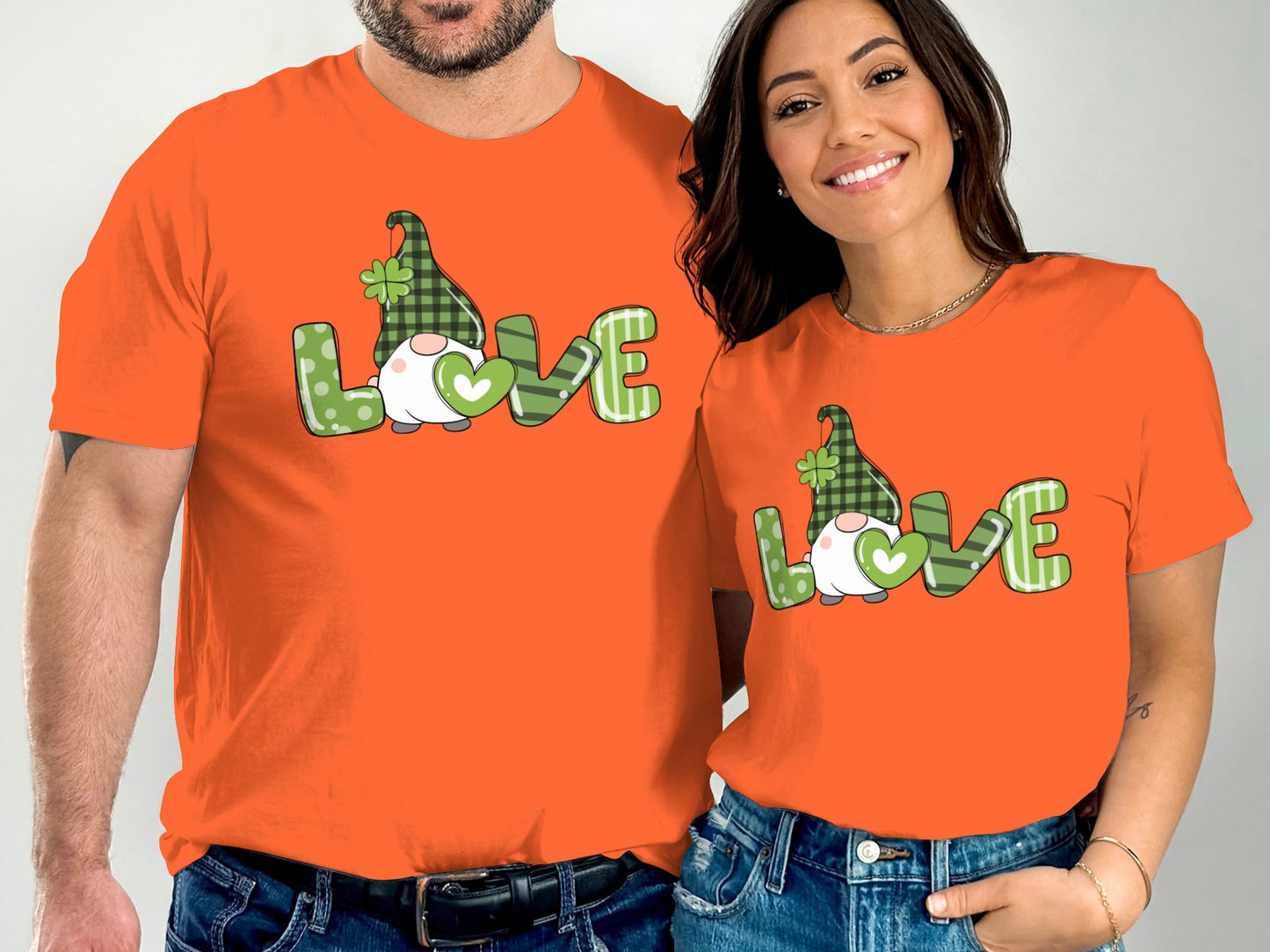 St. Patrick's Day Gnome Love Print Matching T-Shirts