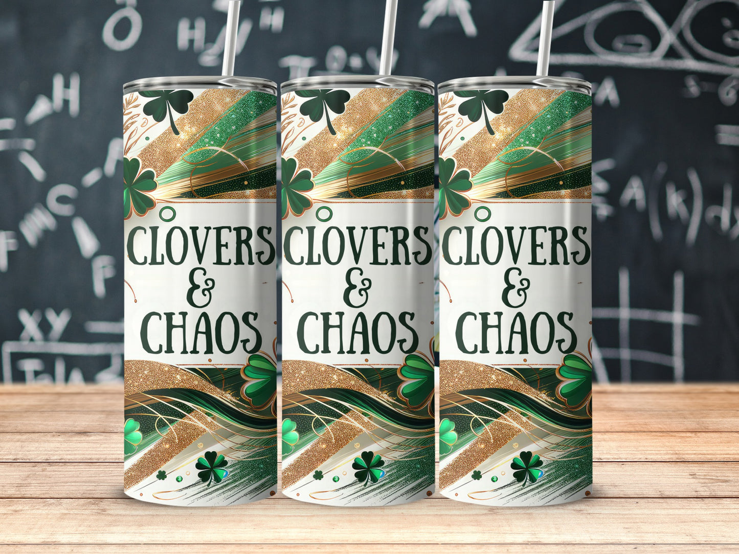 Clovers and Chaos Shamrock Patterned Tumbler Product